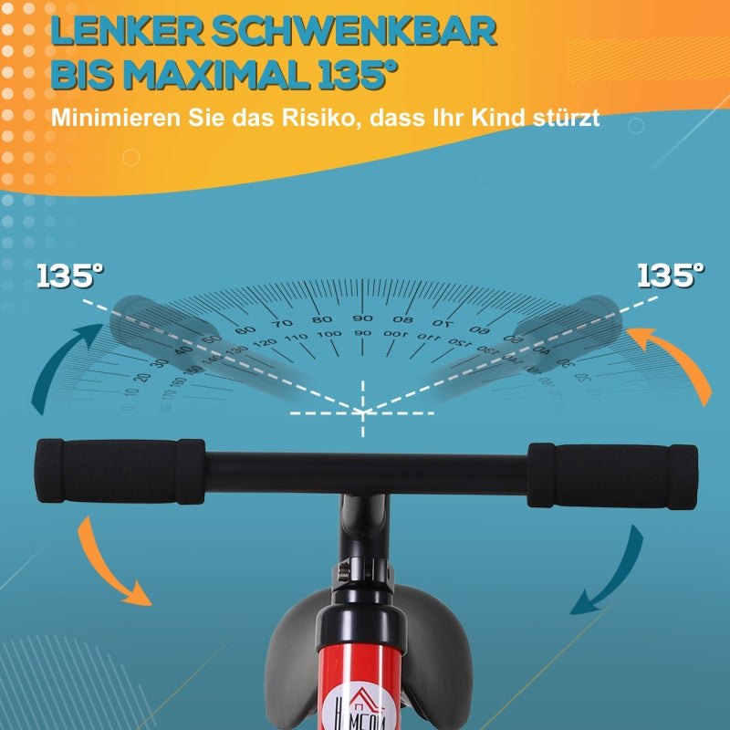 Kinderlaufrad, 2-in-1 mit Stützrädern und Pedalen, Rot