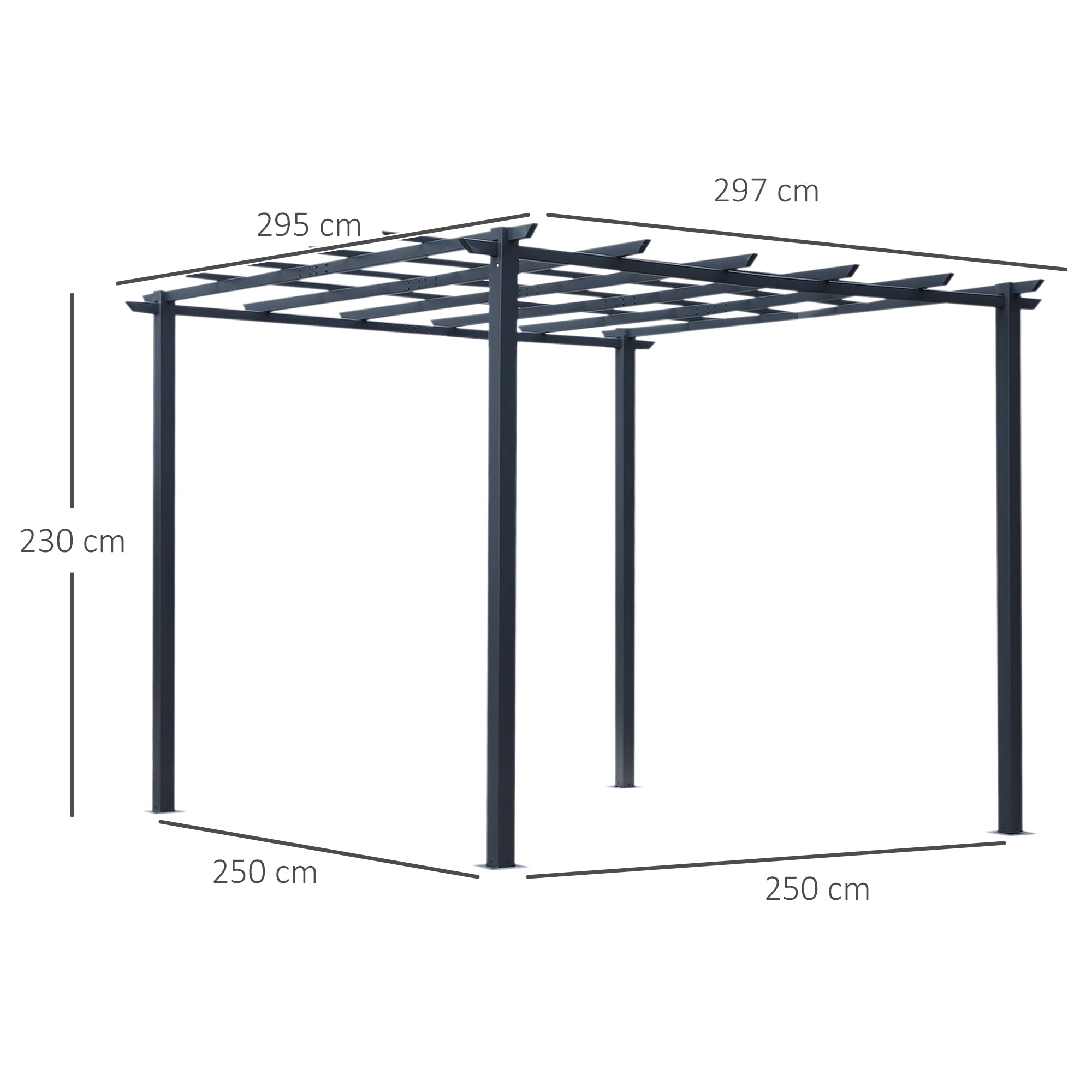 3 x 3m Metall-Pergola Gartenpavillon Rankhilfe, Outdoor Sonnenschutz, Schwarz