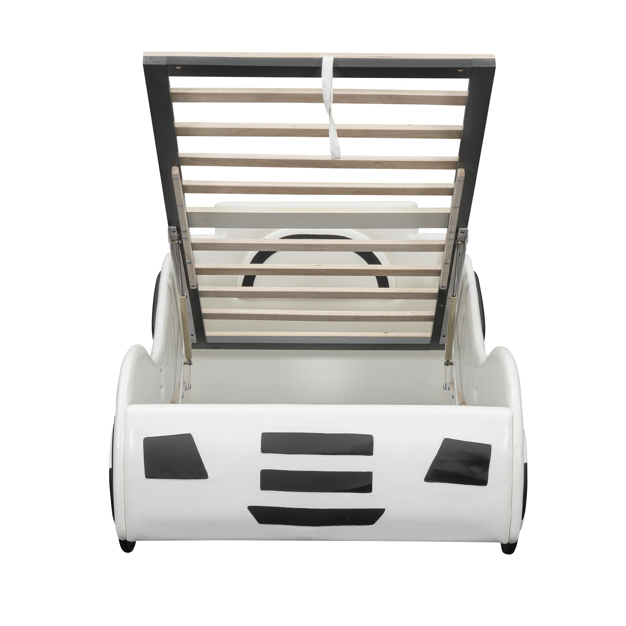 Car Bed, 90x200cm, Flat Bed with Slatted Base & Under-bed Storage, White