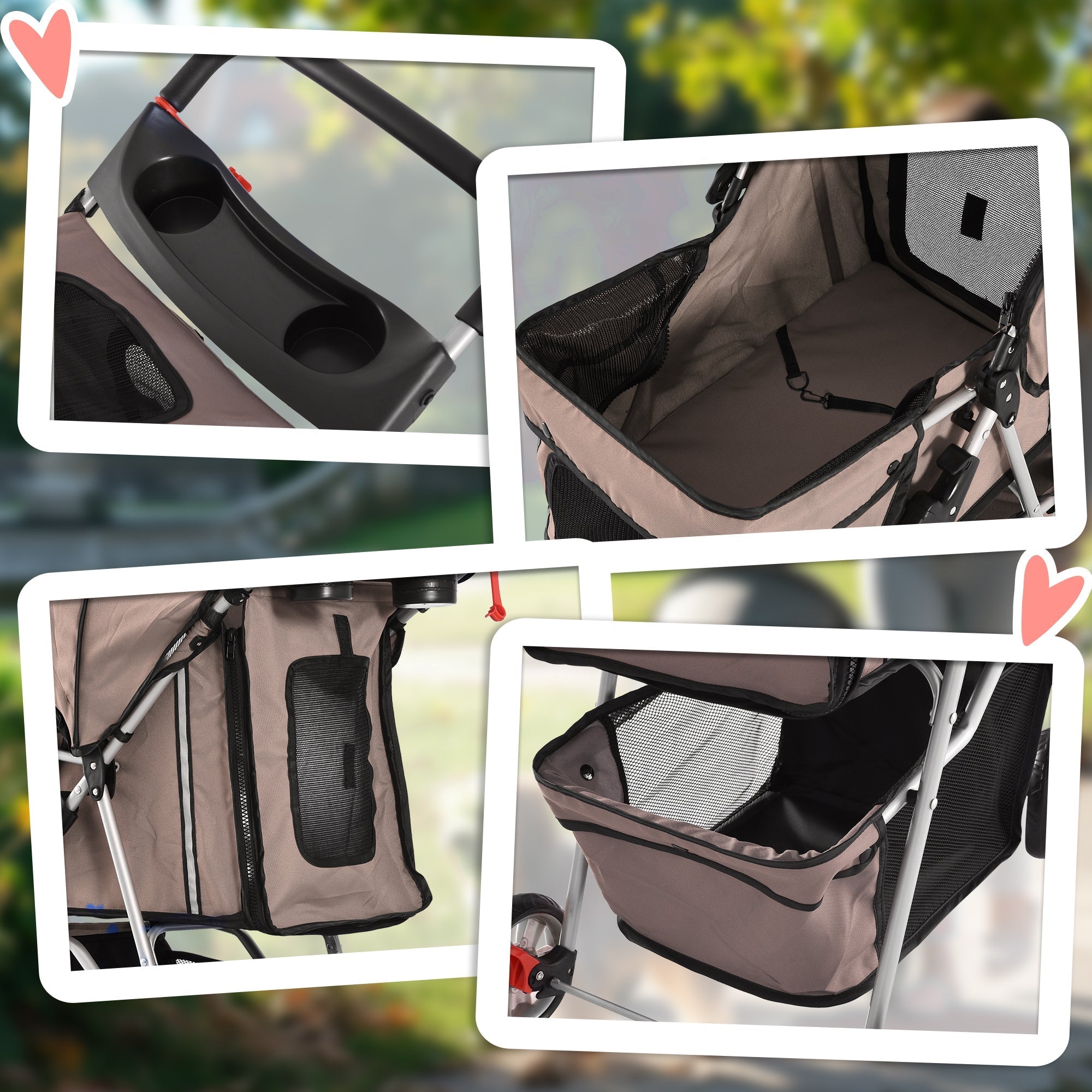 Dog Stroller, Multi-Coloured, Coffee Brown