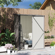 Garden Shed, 5.3 x 3.1ft Corrugated Steel Storage, Light Grey
