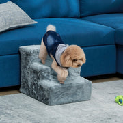 Dog Stairs 3-Step Pet Plush, Light Grey