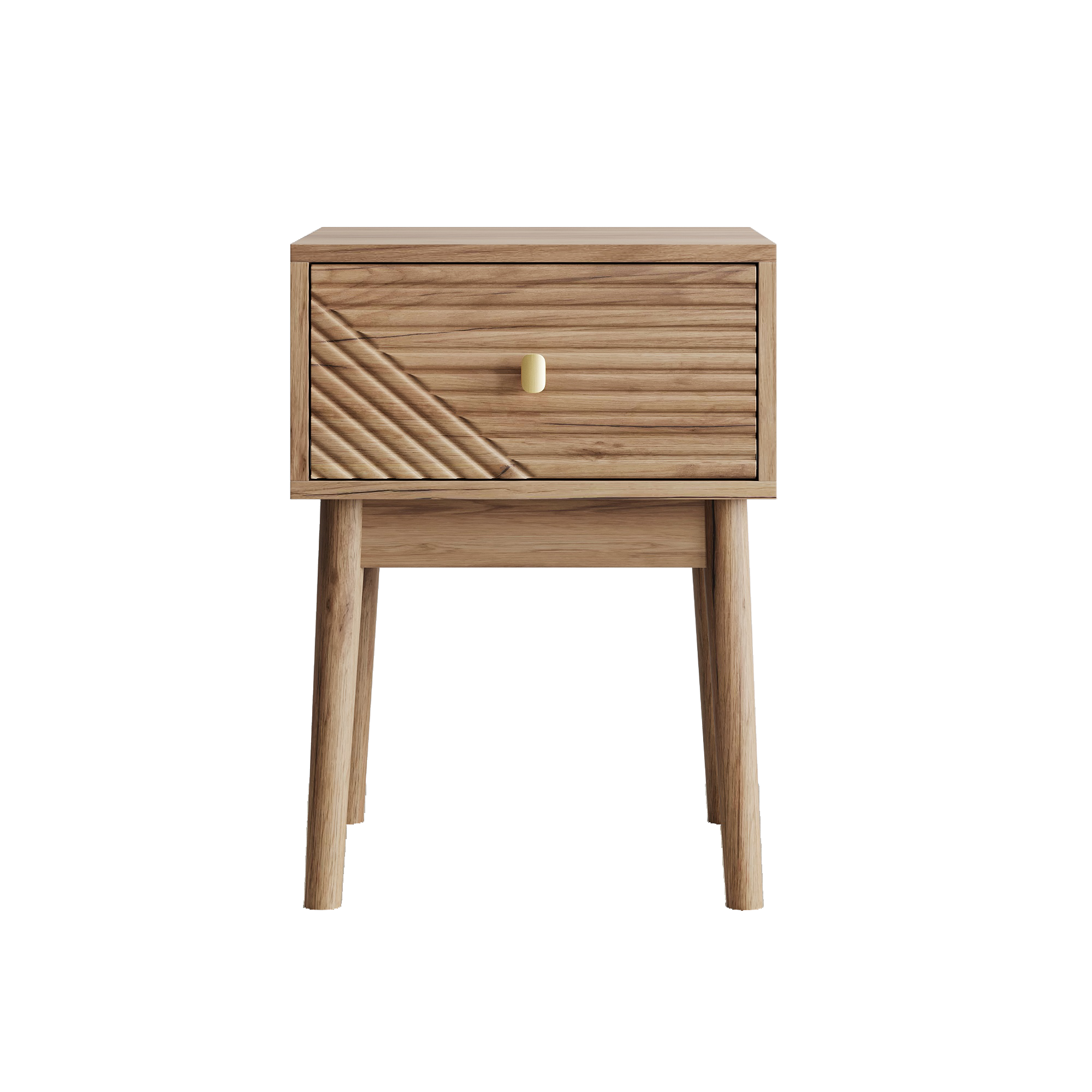 Nightstand Set of 2, Mid-Century Modern Metal Handles 40x40x55cm, Oak-Colored
