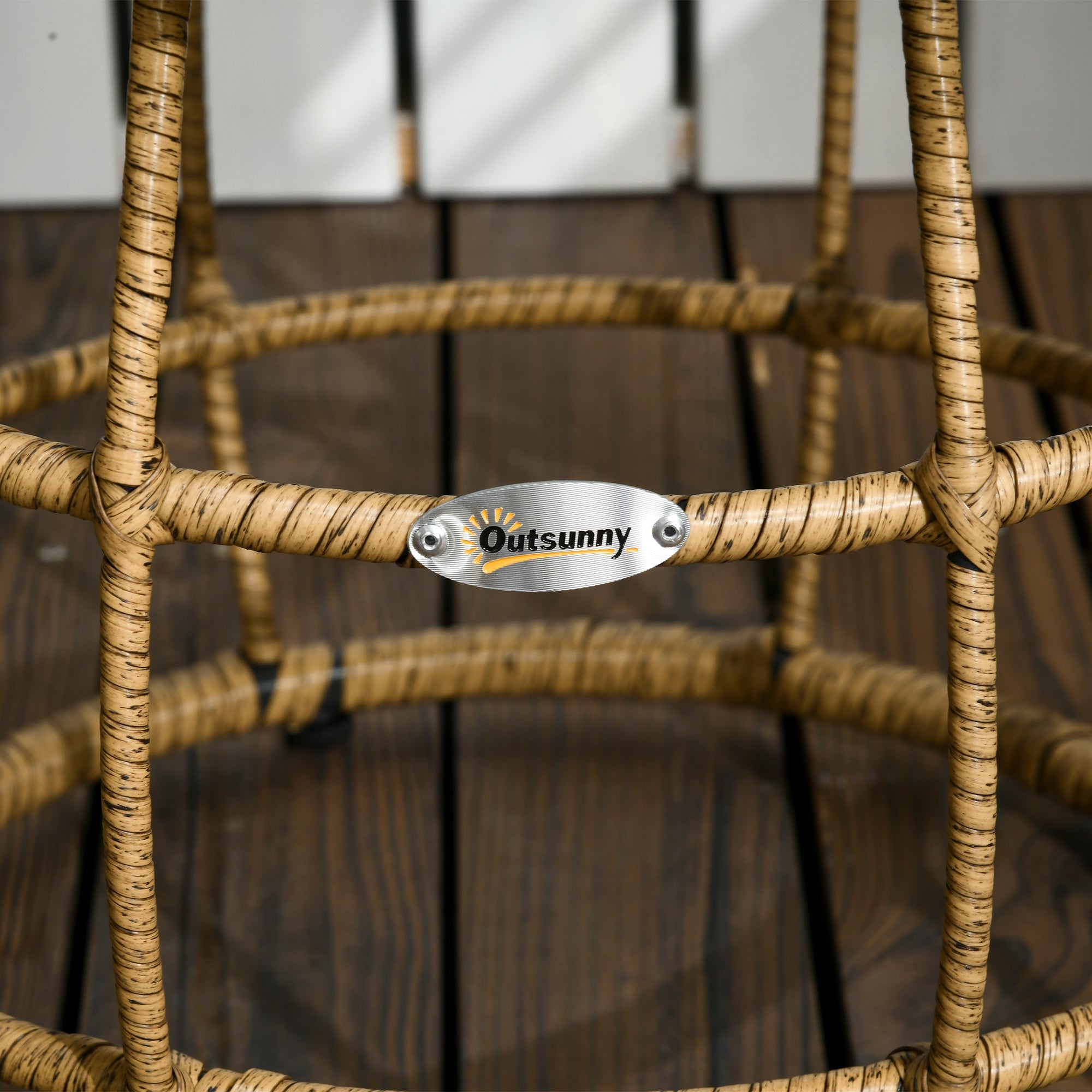 Rattan Garden Furniture Set, 3-Piece Bistro with Table & 2 Chairs, Sand/Dark Grey