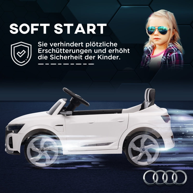 AIYAPLAY Electric Ride-On Car, 12V Audi Q8 with remote control, headlights, music, white