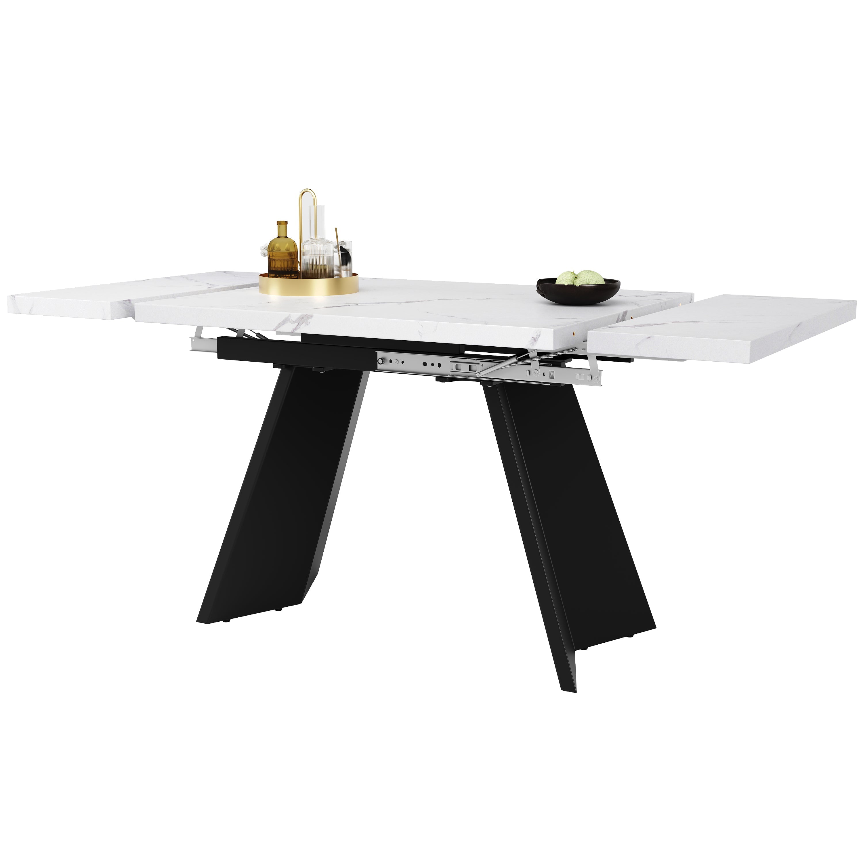 Telescopic Dining Table Extendable 99-159x74cm Flat Legs - White