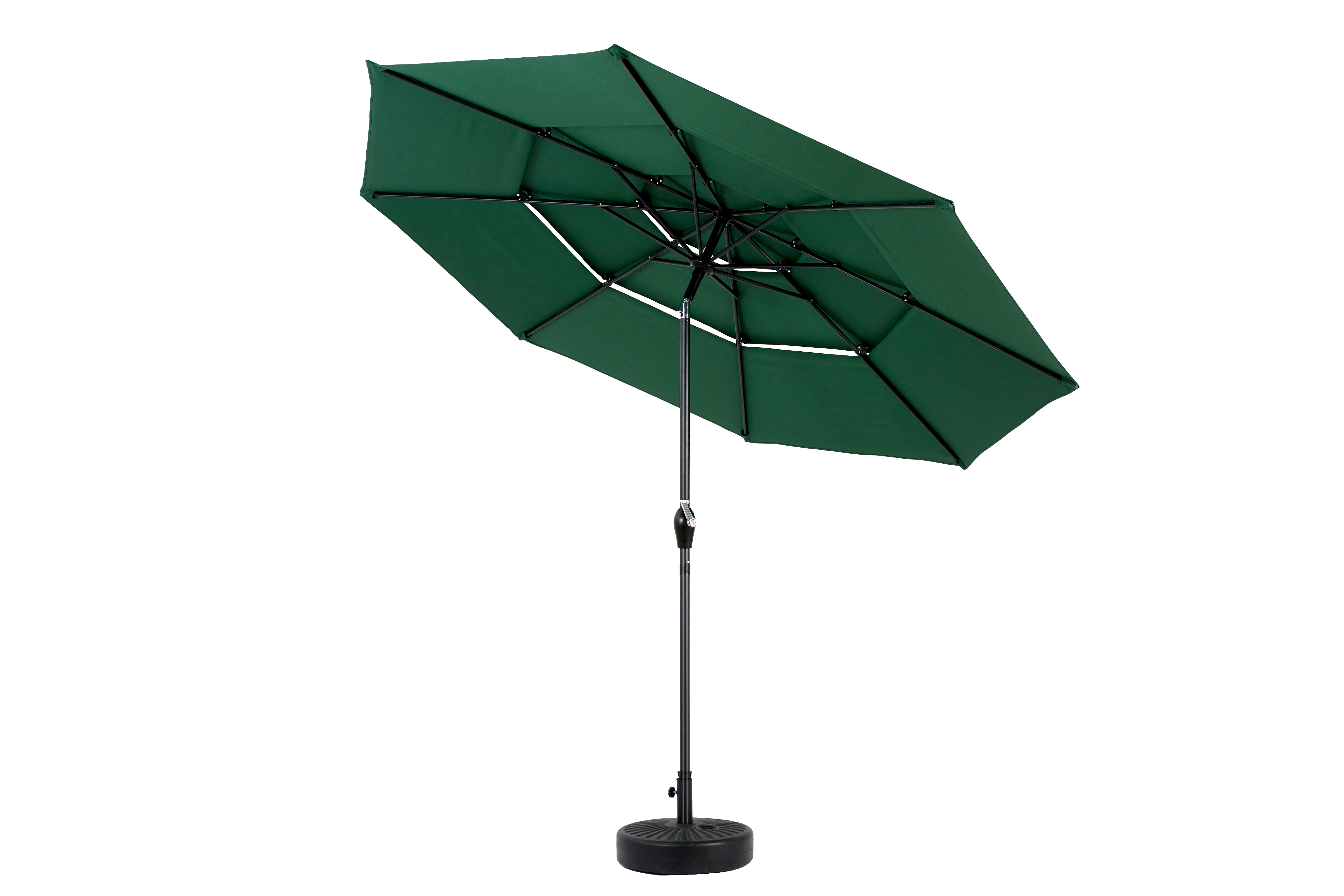 Outdoor Umbrella Double Sided Rectangular 14.8 Ft Large Crank - Dark Green (No Base)