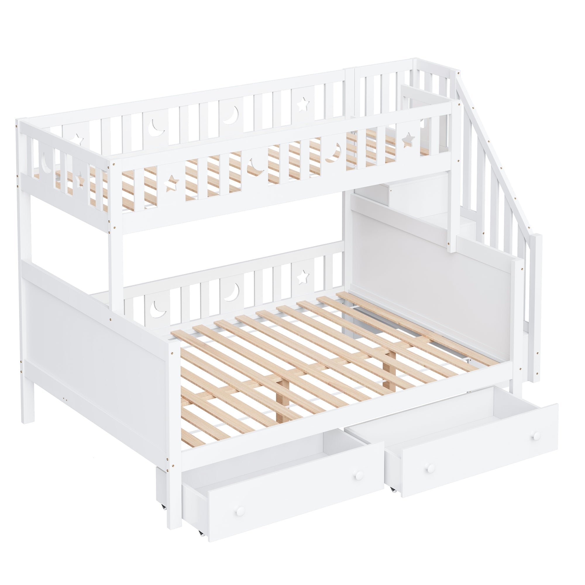 Solid Pine Children’s Multifunctional Bunk Bed with Storage, White