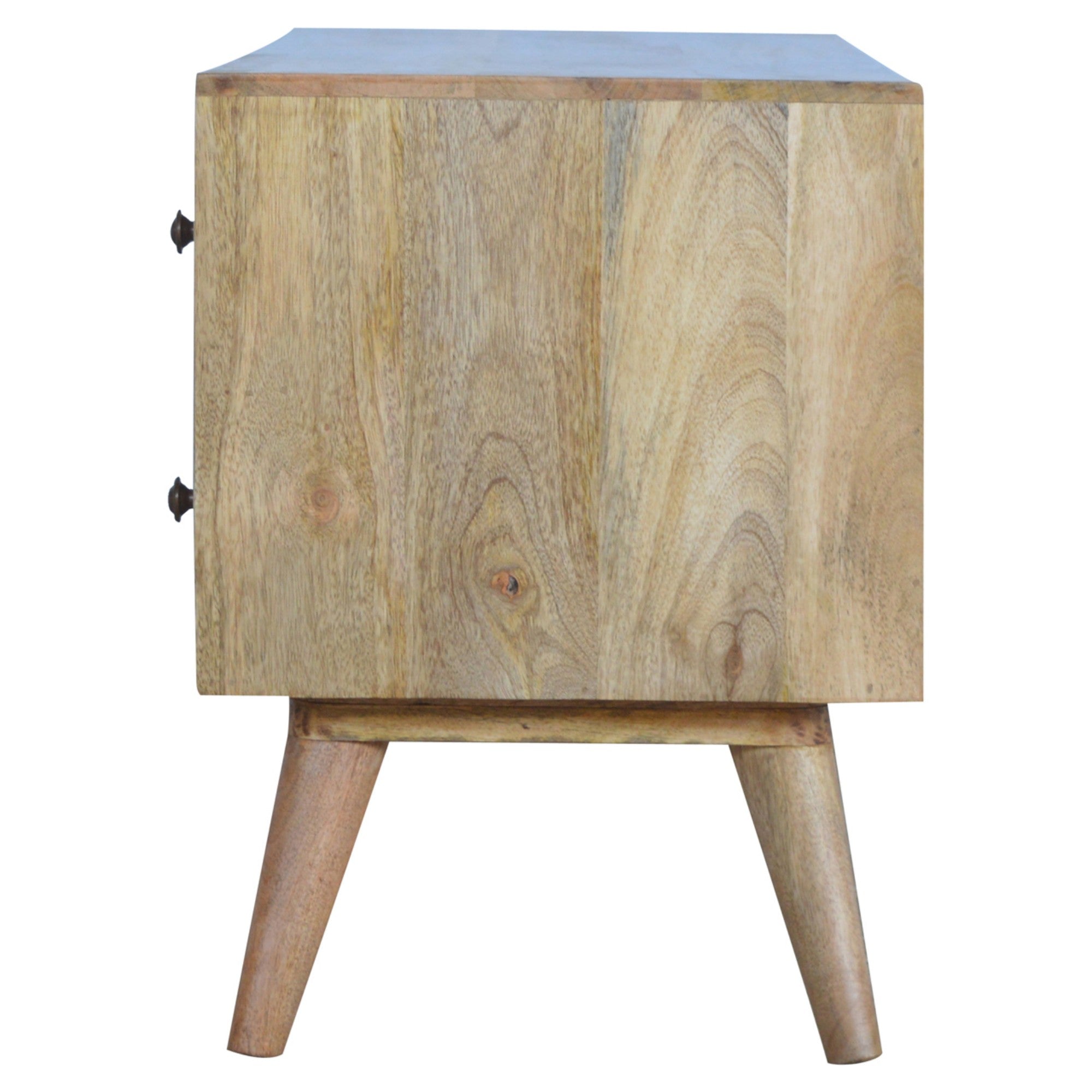 Solid Wood Nordic Entertainment Unit, 4 Drawers 2 Open Slots, Beige