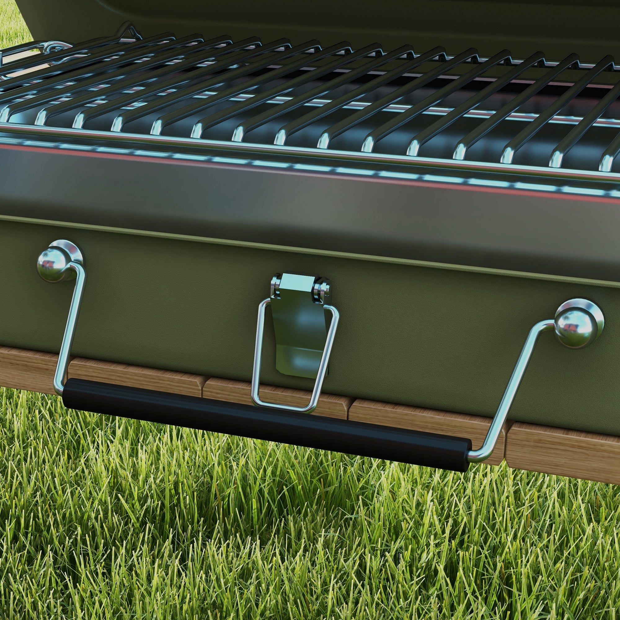 Tabletop Charcoal Grill with Charcoal Tray, Grill Grate, Handle - Stainless Steel, Green
