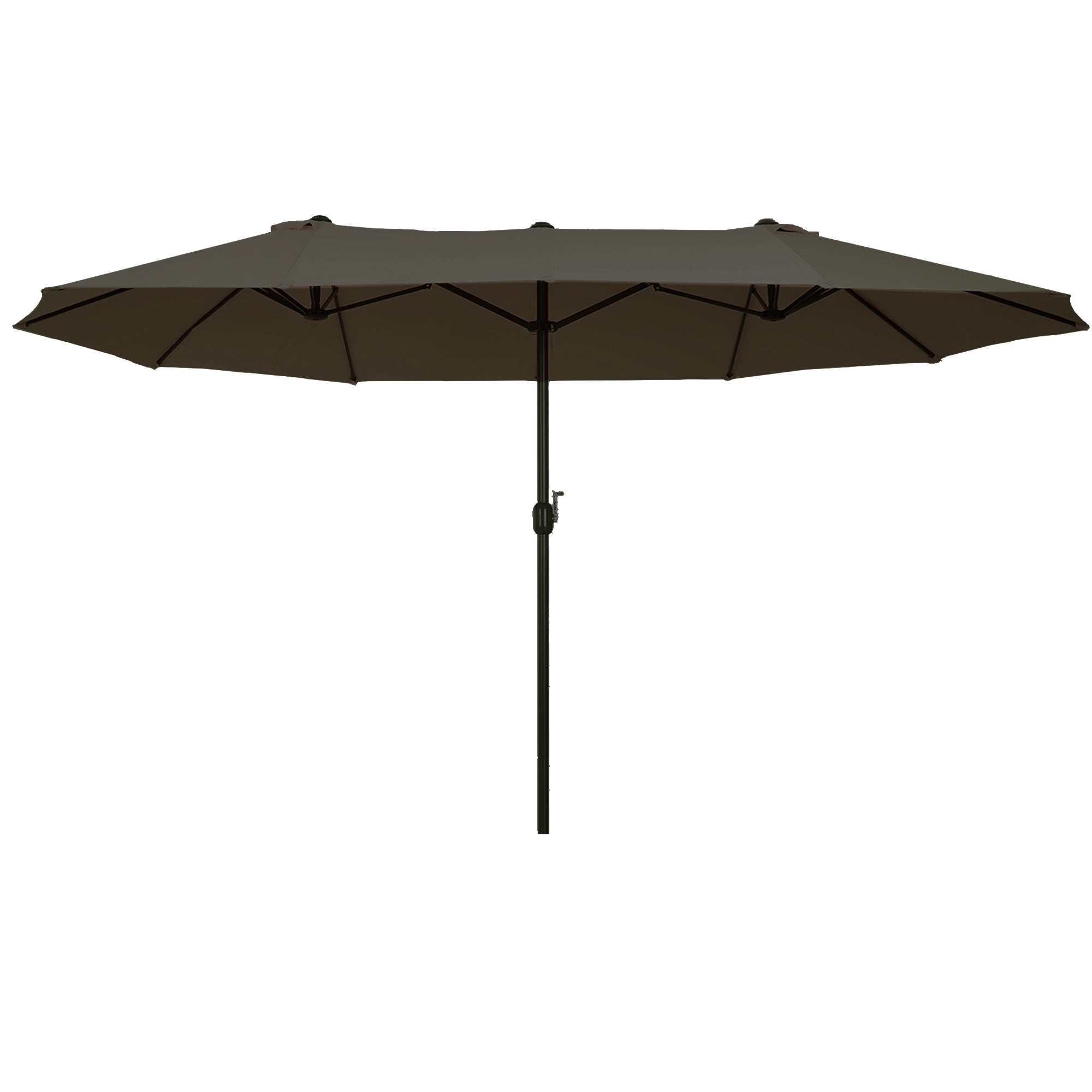 Double Parasol Garden Umbrella Oval Hand Crank 460x270x240cm, Grey