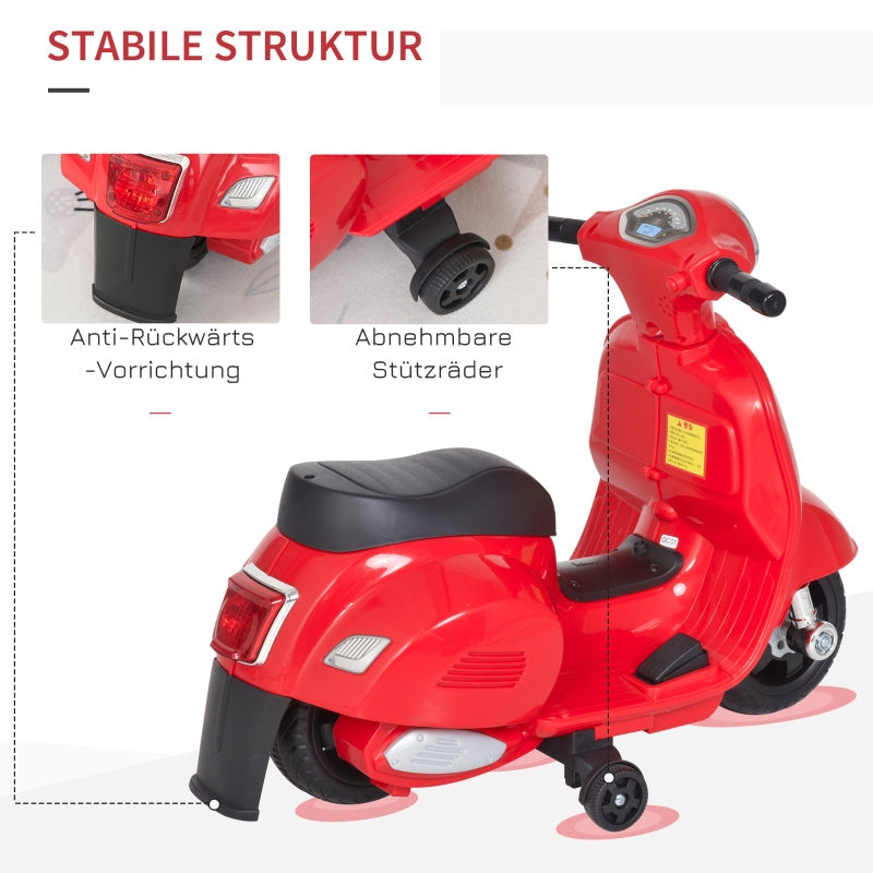 Vespa Electric Children's Motorcycle with LED Lights and Sound for Ages 18-36 Months, Red