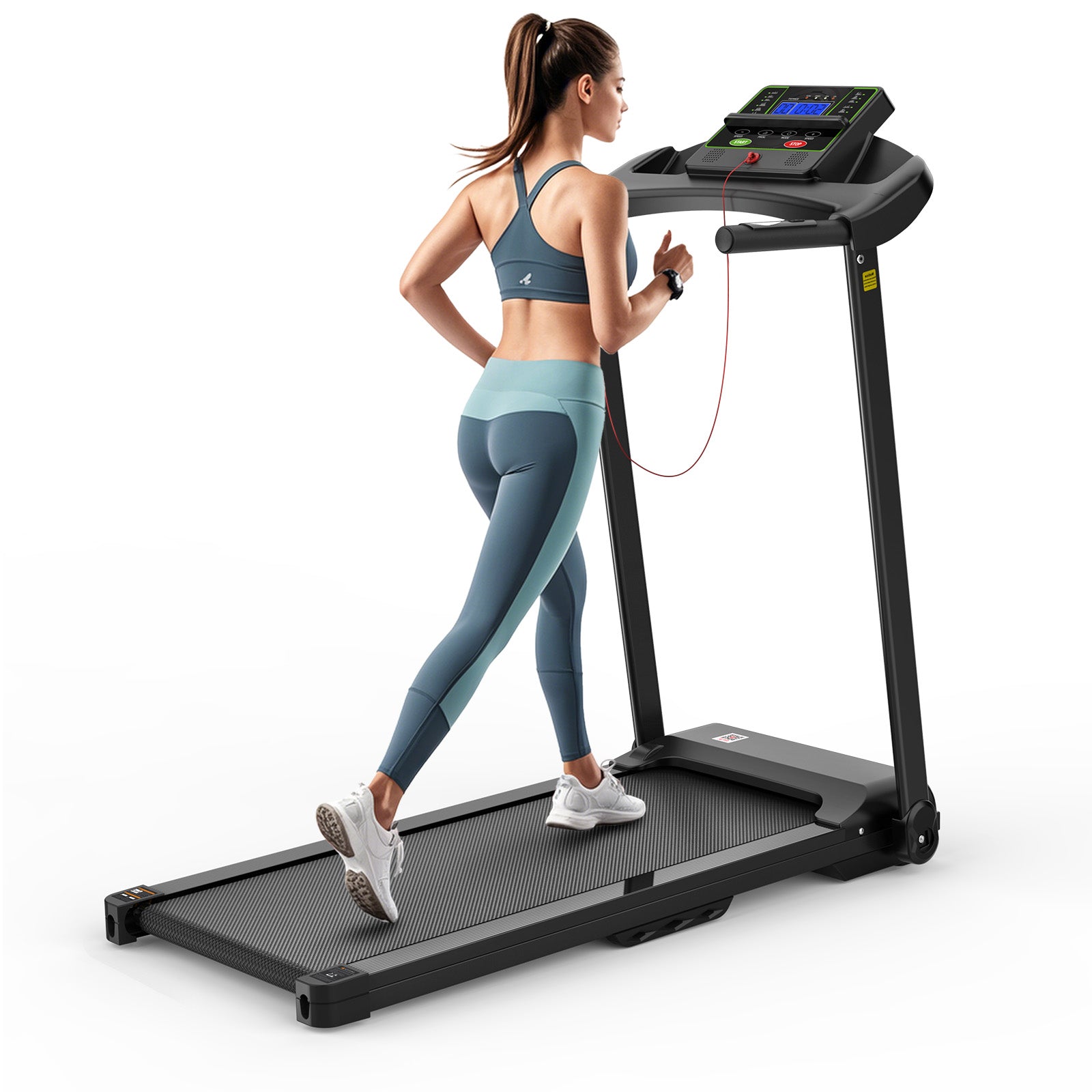 Electric Treadmill, Folding, 12 km/h Max Speed, LED Display, App & Tablet Holder, Compact