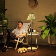Solar Floor Lamp, Light Sensor 25 LEDs IP44 Outdoor Rattan Style
