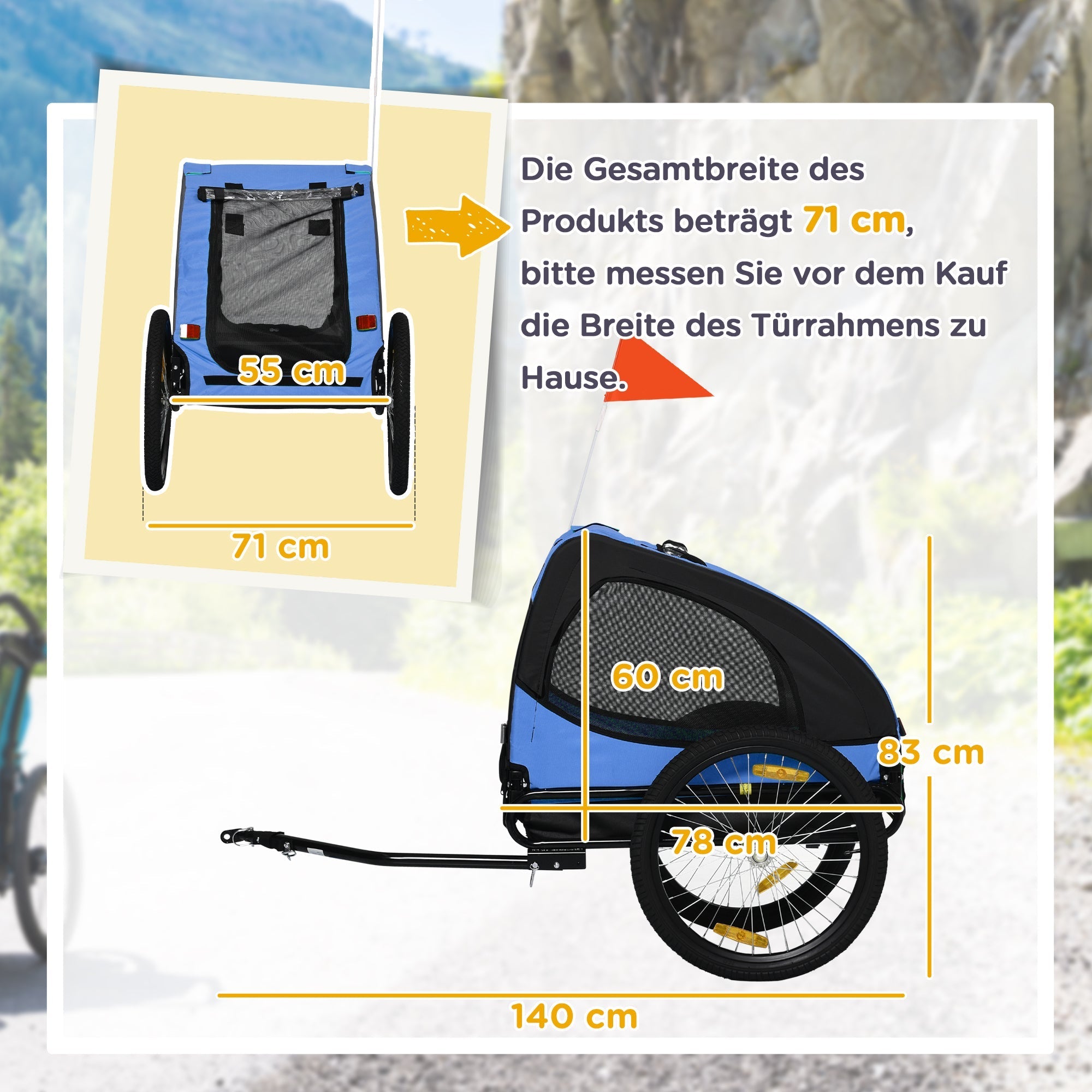 Hundeanhänger, Faltrad, wasserabweisend, Blau