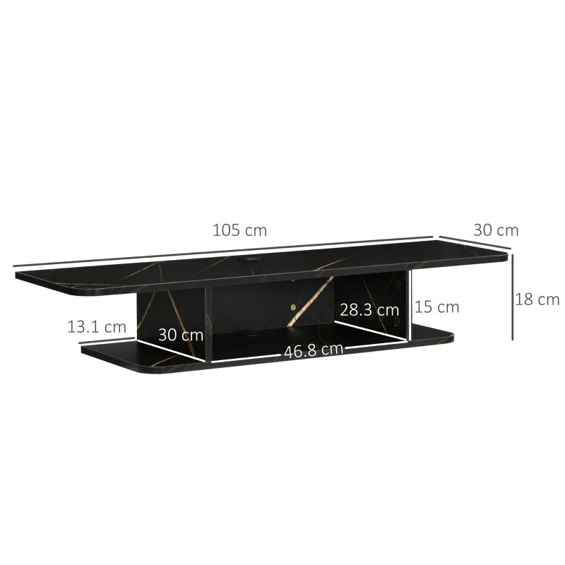 Floating TV Unit Stand for 40" TVs with Storage Shelf, Engineered Wood, Black