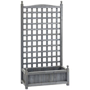Planter Box with Trellis 64x28x120cm, Wooden Light Grey