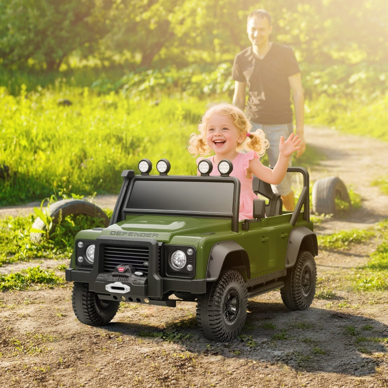 AIYAPLAY children's electric car, 12V battery operated, remote control, music, horn, LED lights, green