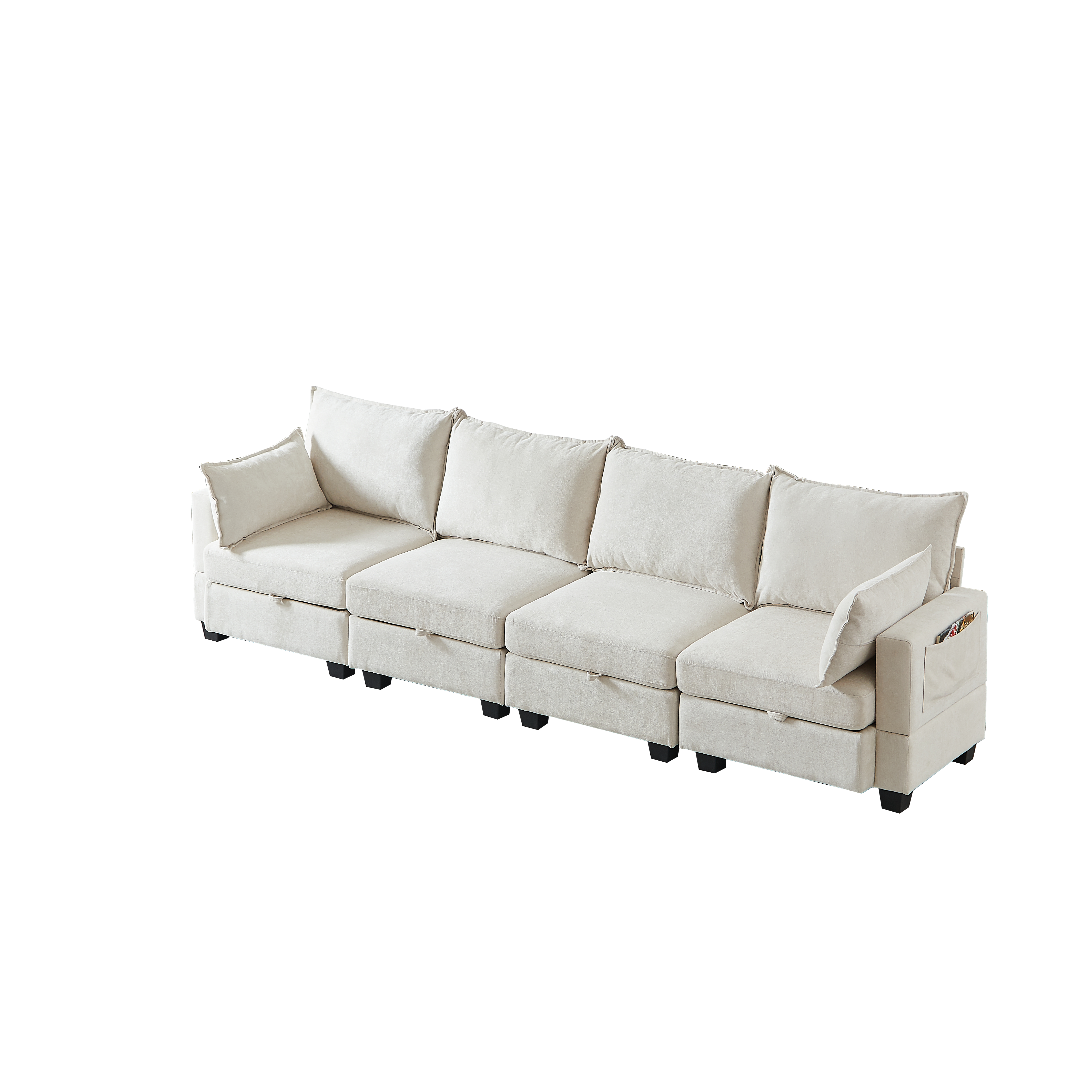 Modular Corner Sofa U-Shaped 6-Seater Storage Ottoman Chaise - Chenille