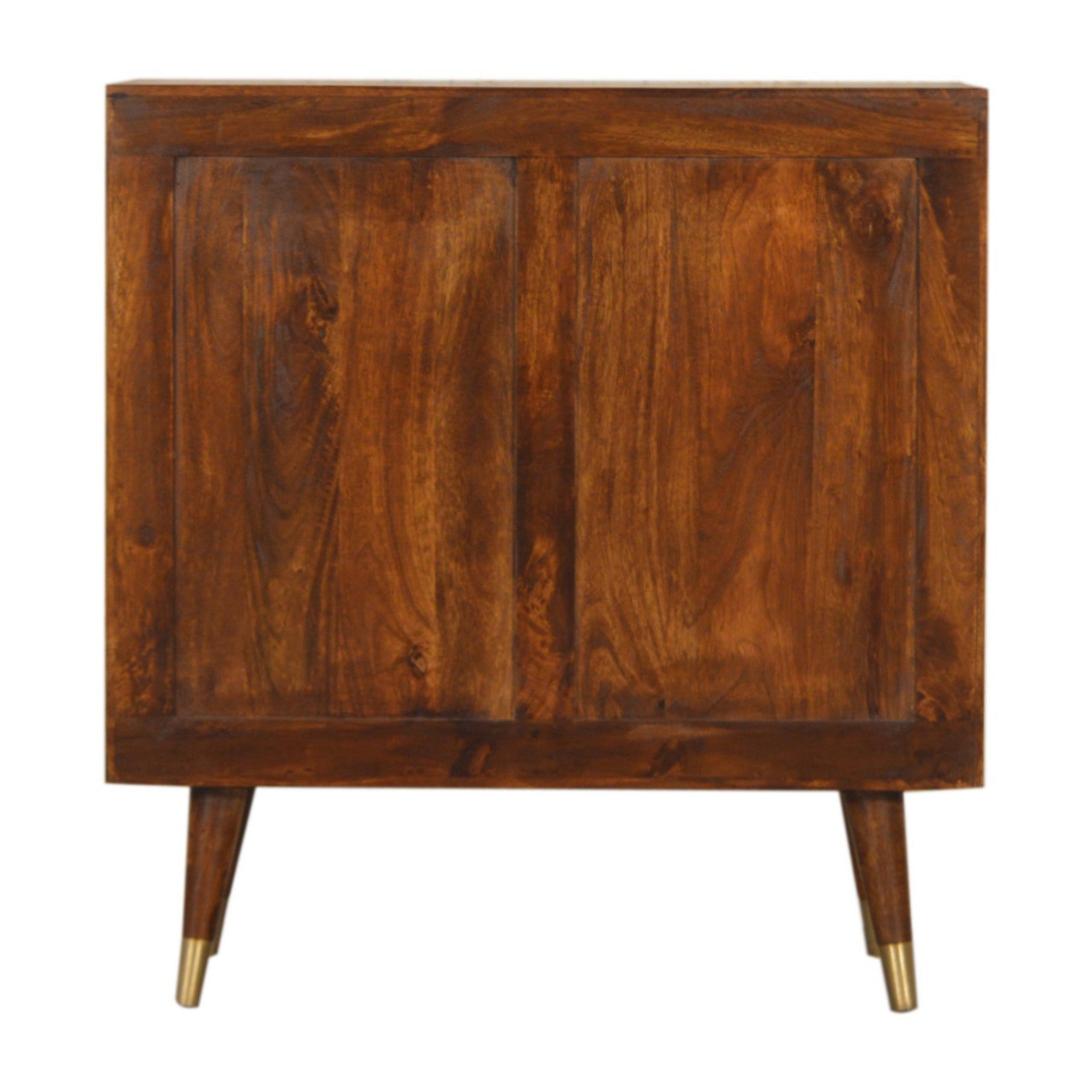 Solid Wood Cabinet with Brass-Plated Doors, Manila Gold and Dark Brown
