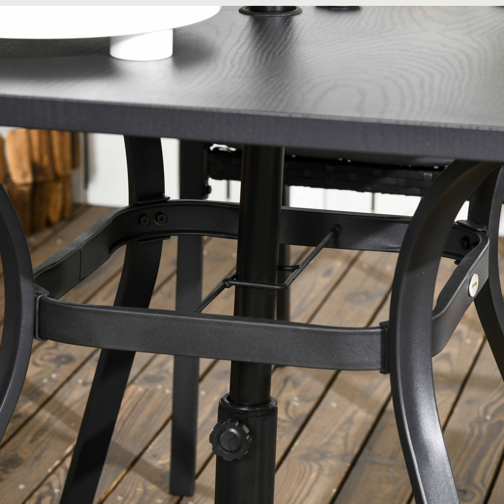 Five-Piece Garden Dining Set with Rattan Seat Chairs and Cushions - Black