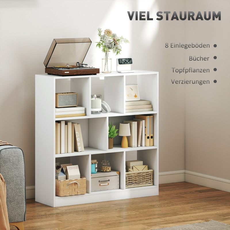 Bücherregal, 8 Ablagen, Weiß