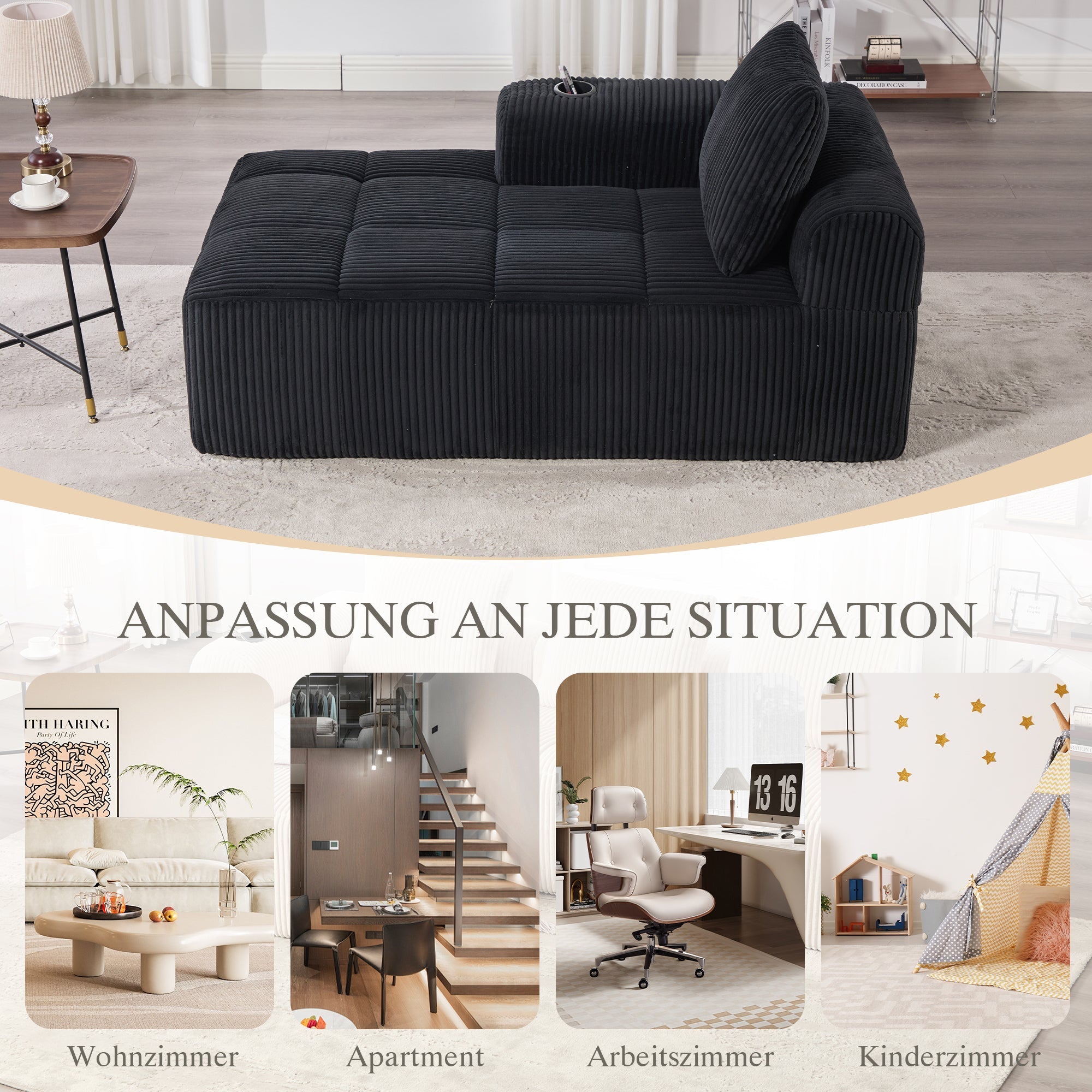 Cozy Recliner Sofa, No Assembly, Side Pocket, Drink Holder - Corduroy