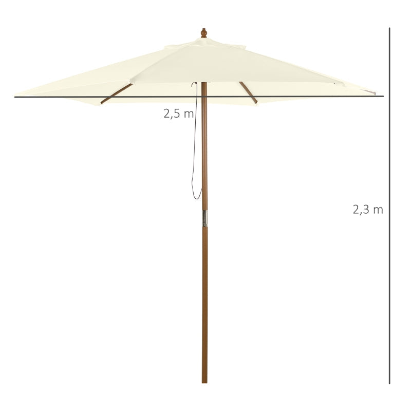 Parasol Garden Umbrella 2.5m 3-Tier Bamboo & Polyester White
