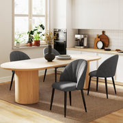 Dining Chairs, Set of 4 Armless Steel Legs, Velvet Look Grey