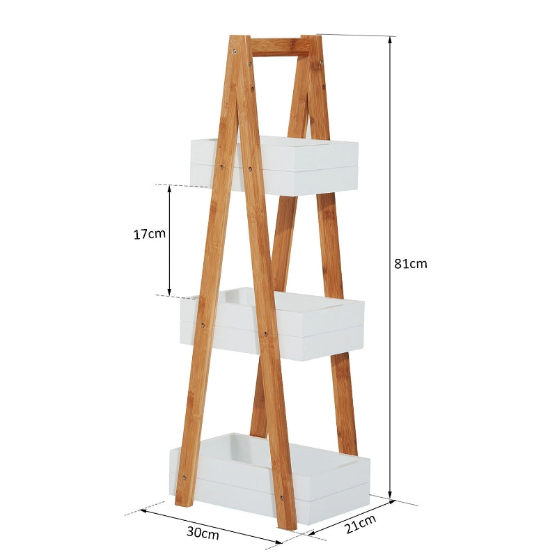 3 Tier Bathroom Shower Caddy Freestanding Rack Storage Organiser MDF