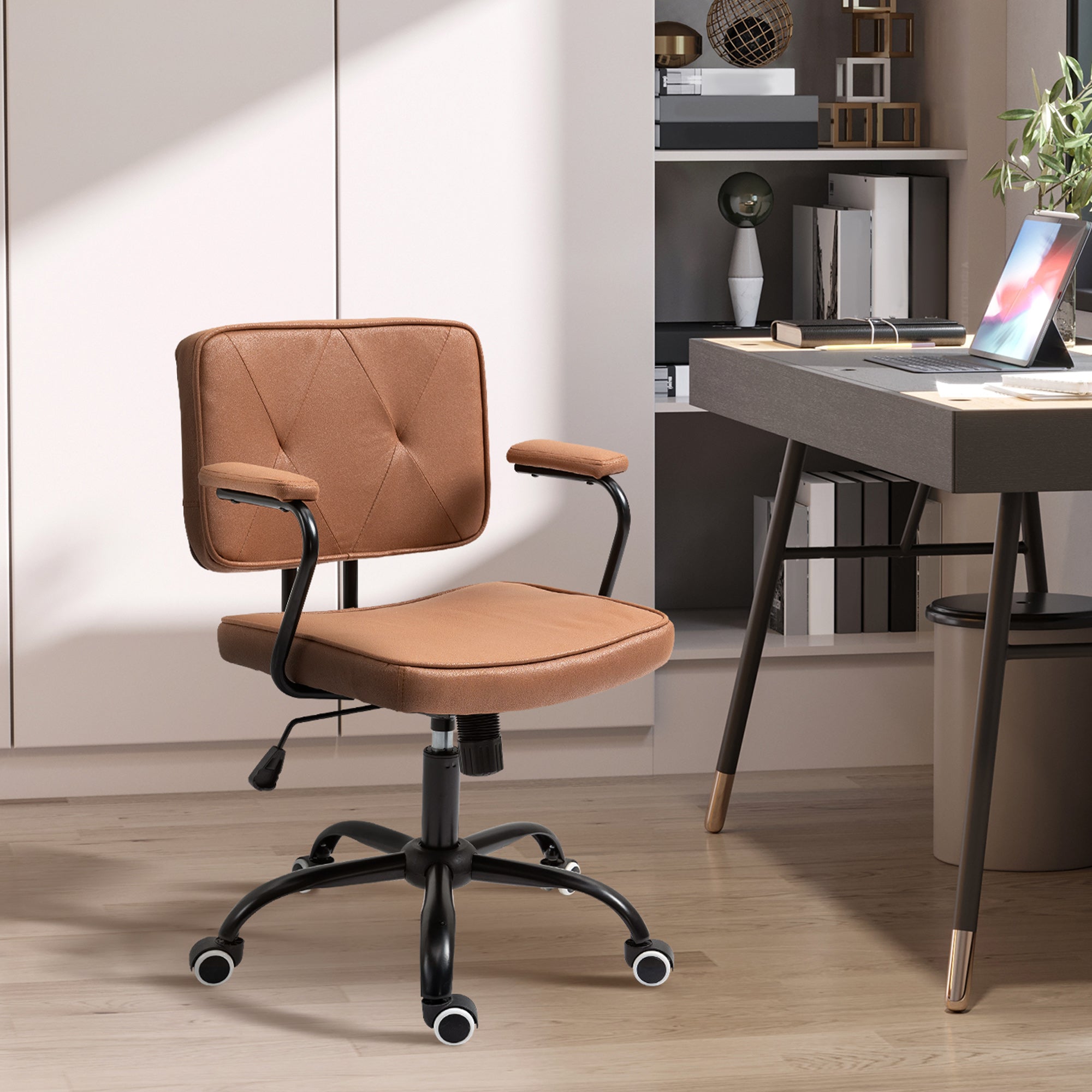 Vinsetto Office Chair, Retro Height-Adjustable with Rocking Function, Faux Leather