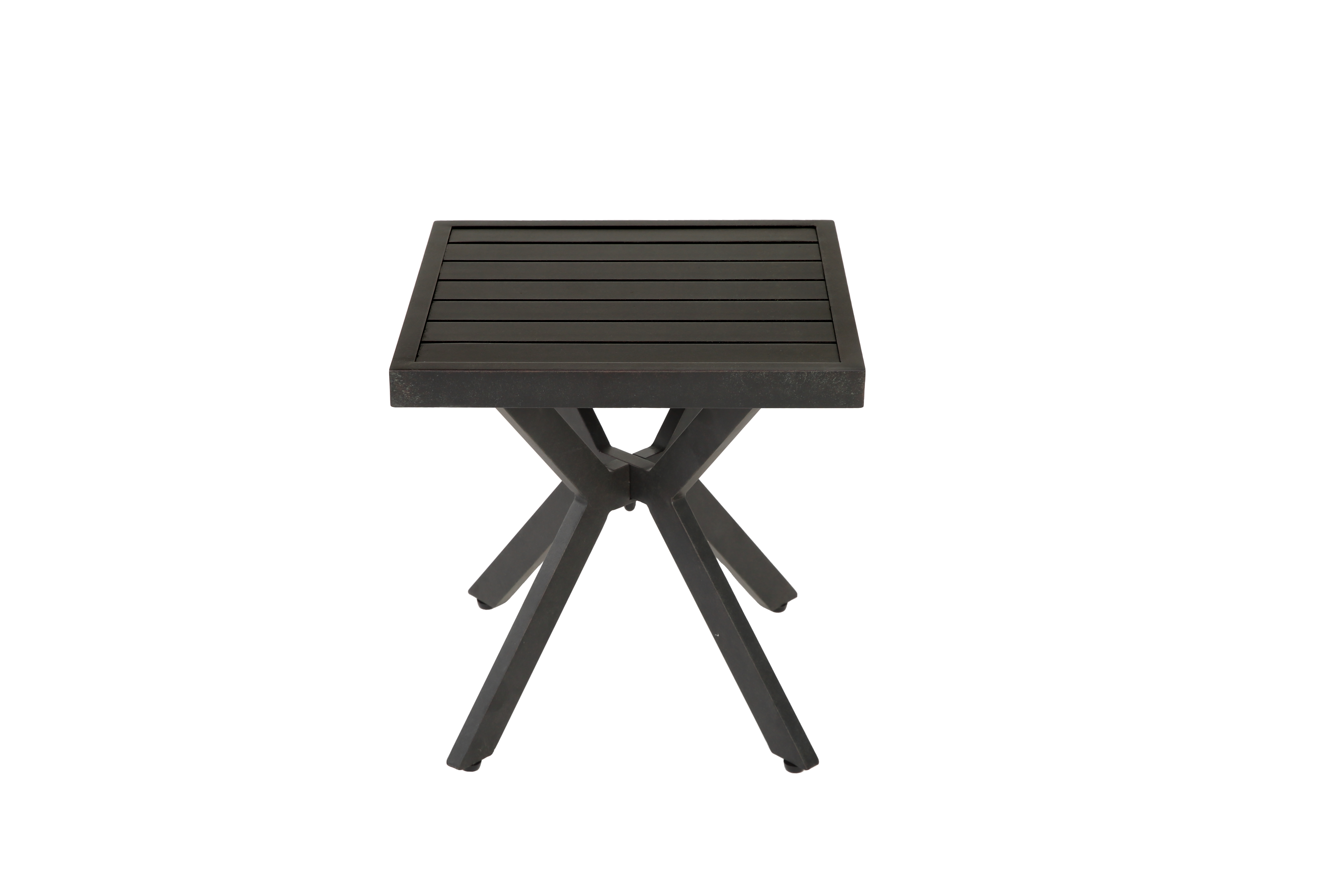 Outdoor Aluminum Square Side Table End Table, Weather Resistant, Dark Brown