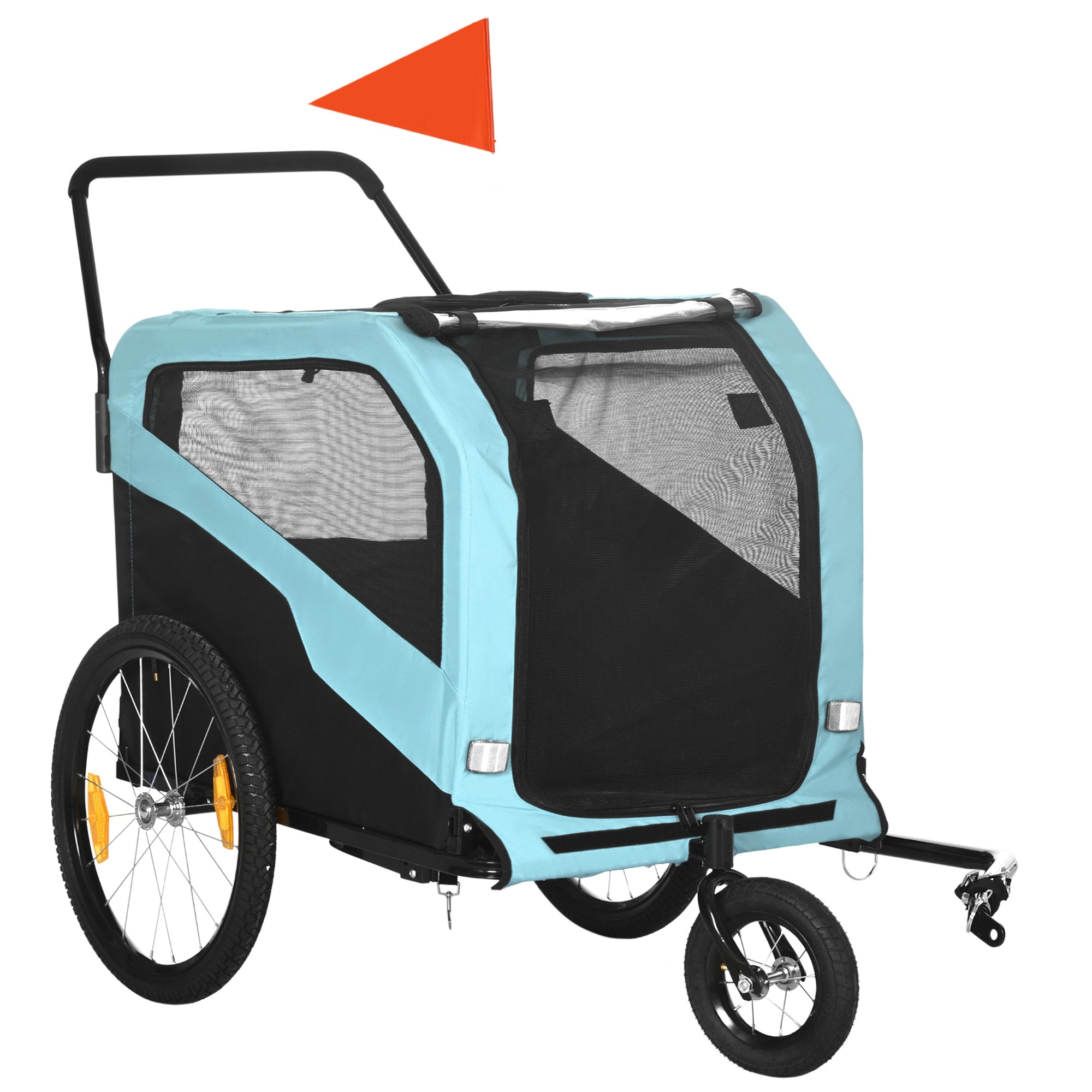 2-in-1 Dog Trailer & Stroller, Bicycle Attachment, max. 30 kg, Oxford Fabric, Blue
