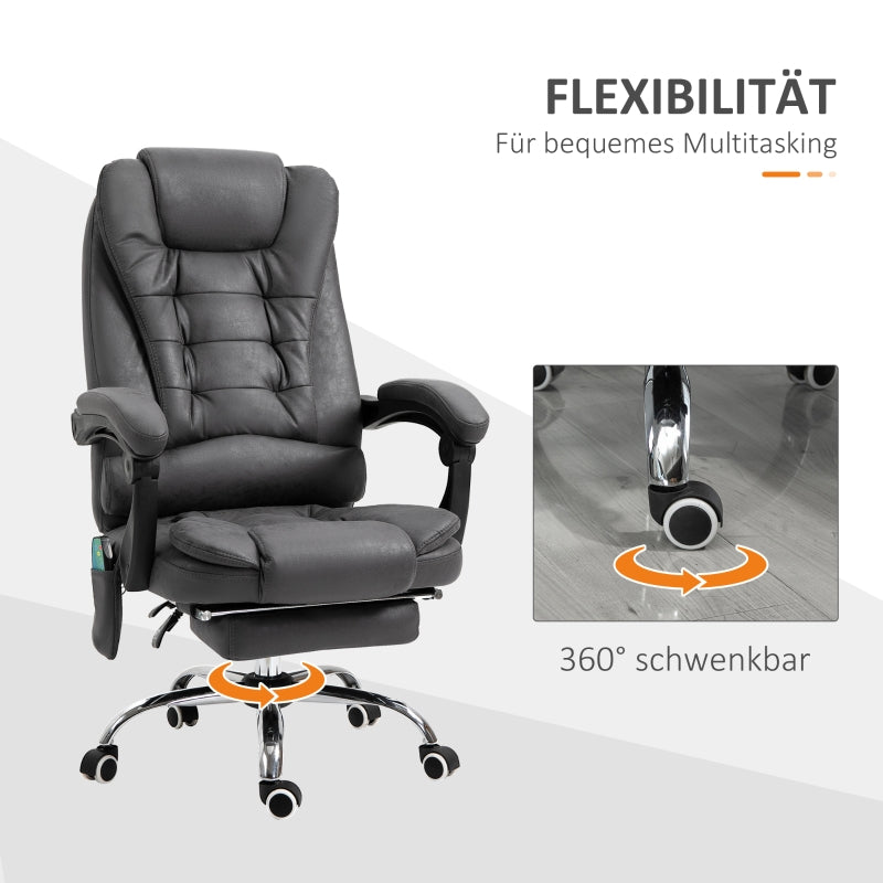 Vinsetto Office Chair, Massage, Heat, Ergonomic, Footrest, Polyester, Grey