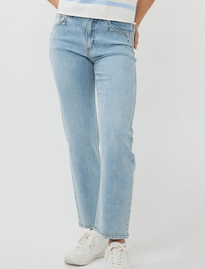 Esqualo Embroidered Jeans SS25 - Blue - Rathwood Store
