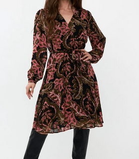 Esqualo Global Flower Dress AW24 - Black/Pink - Rathwood Store