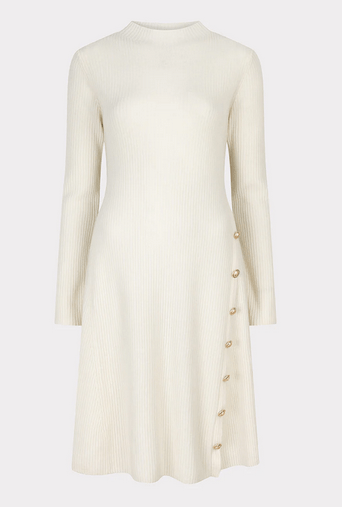Esqualo Rib Button Dress AW24 - White - Rathwood Store