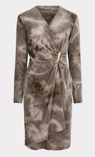 Esqualo Velvet Wrap Dress AW24 - Golden Brown - Rathwood Store