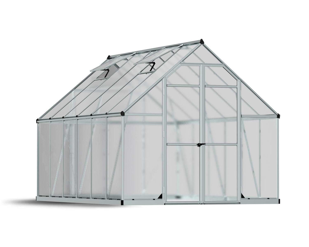 Essence 8 ft. x 12 ft. Greenhouse Kit - Silver Structure & Twin Wall Panels - Rathwood Store
