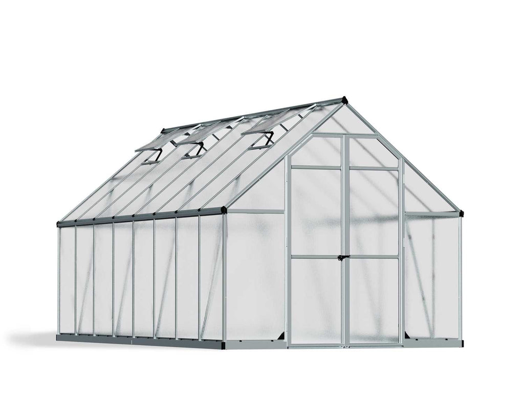 Essence 8 ft. x 16 ft. Greenhouse Kit - Silver Structure & Twin Wall Panels - Rathwood Store