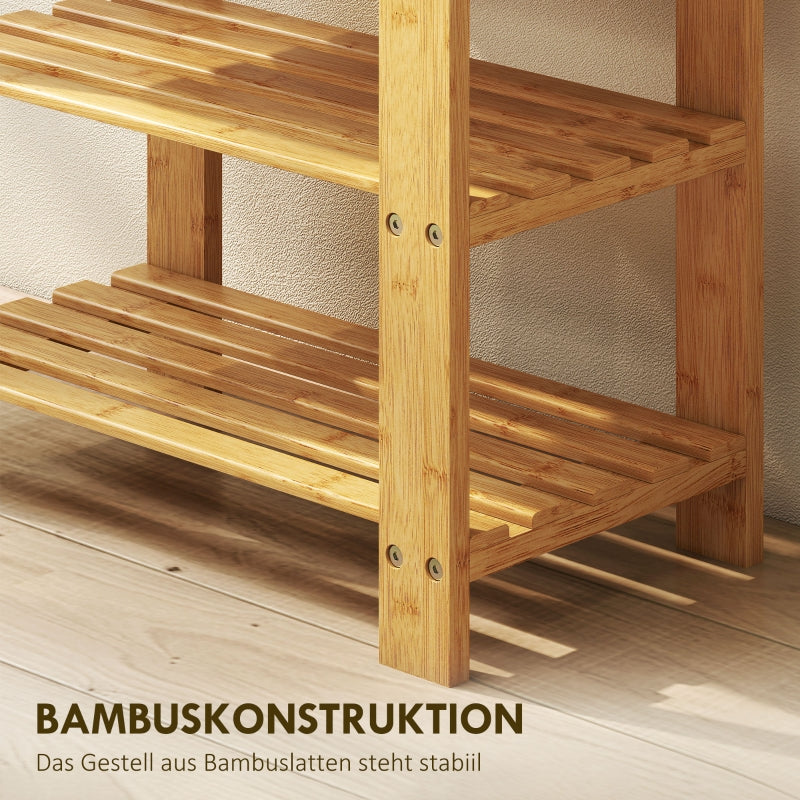 Bamboo Shoe Bench 2 Shelves Seat 50x28x45cm - Natural