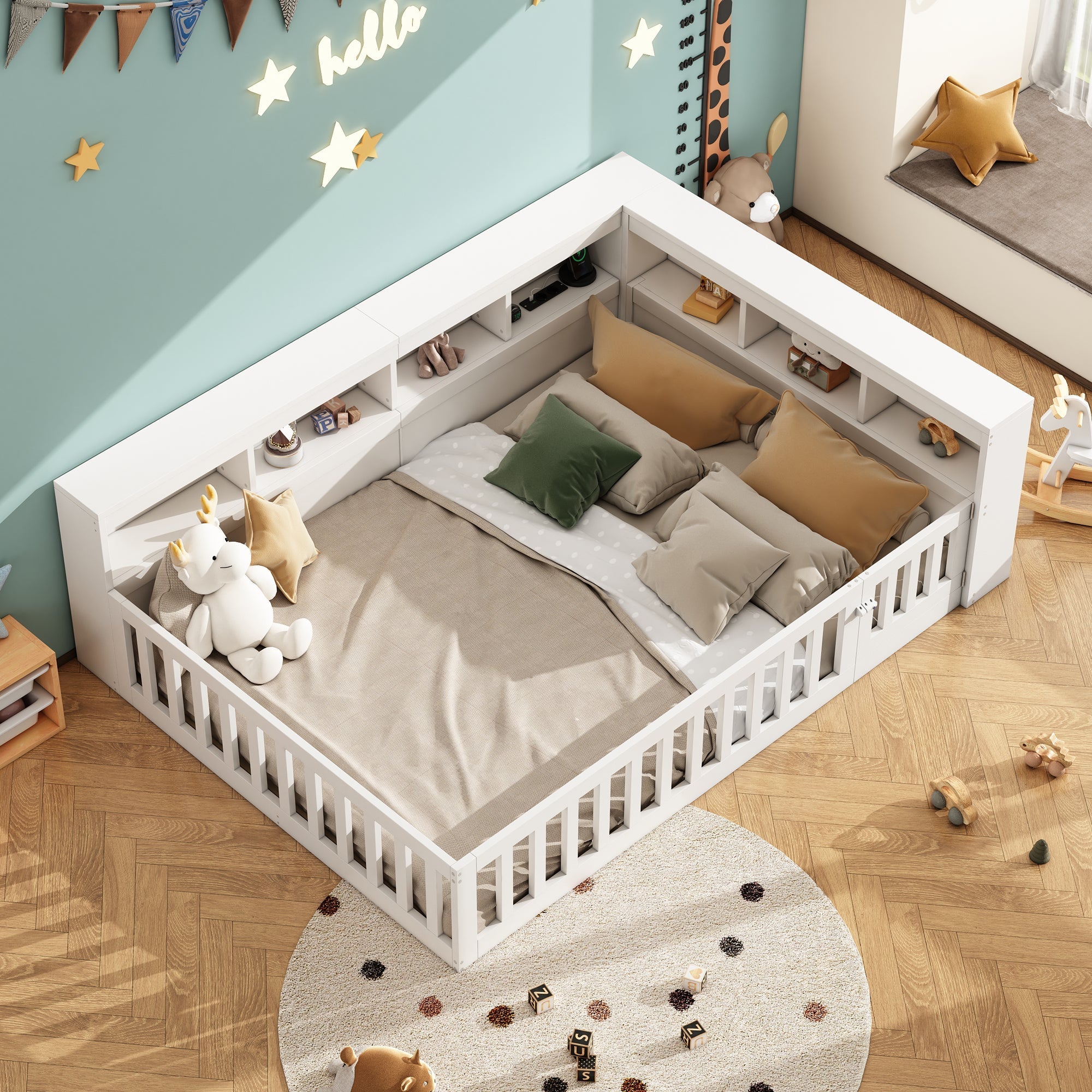 Daybed Sofa Bed 140x190cm Storage USB Port White