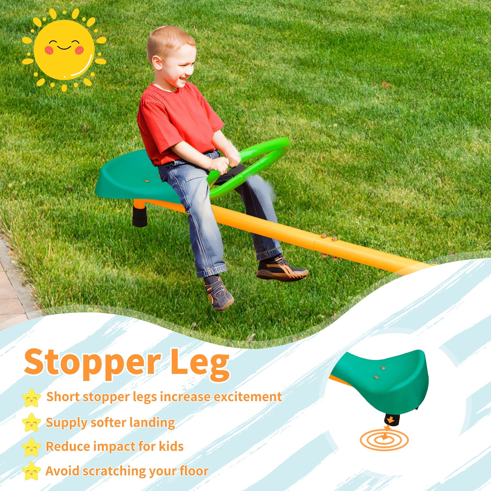 Kinder-Wippe Outdoor-Wippe, rutschfester Griff, Grün Gelb