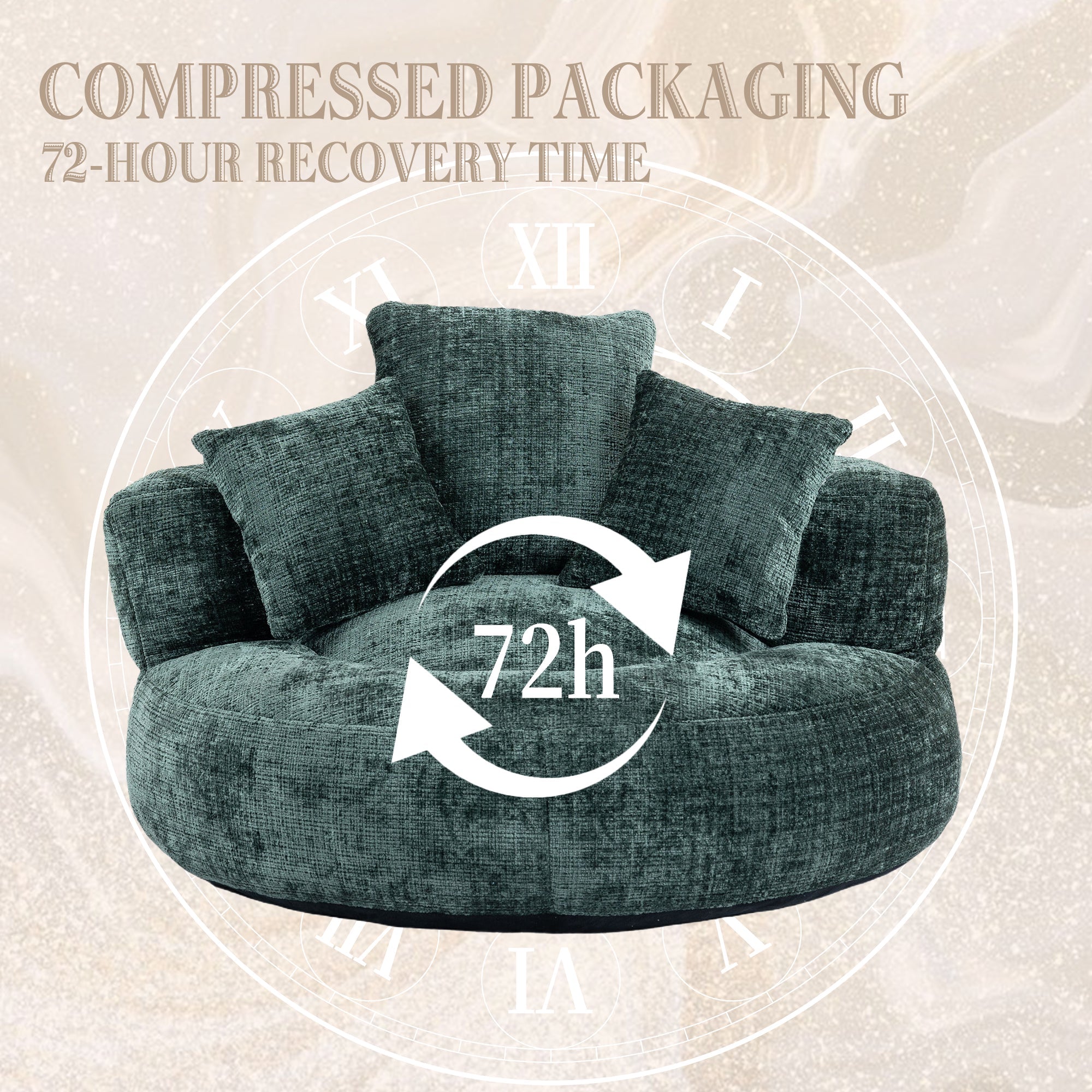 COOLMORE Lazy Sofa Durable Comfort Lounger High Back Bean Bag Chair Couch (Emerald Chenille)