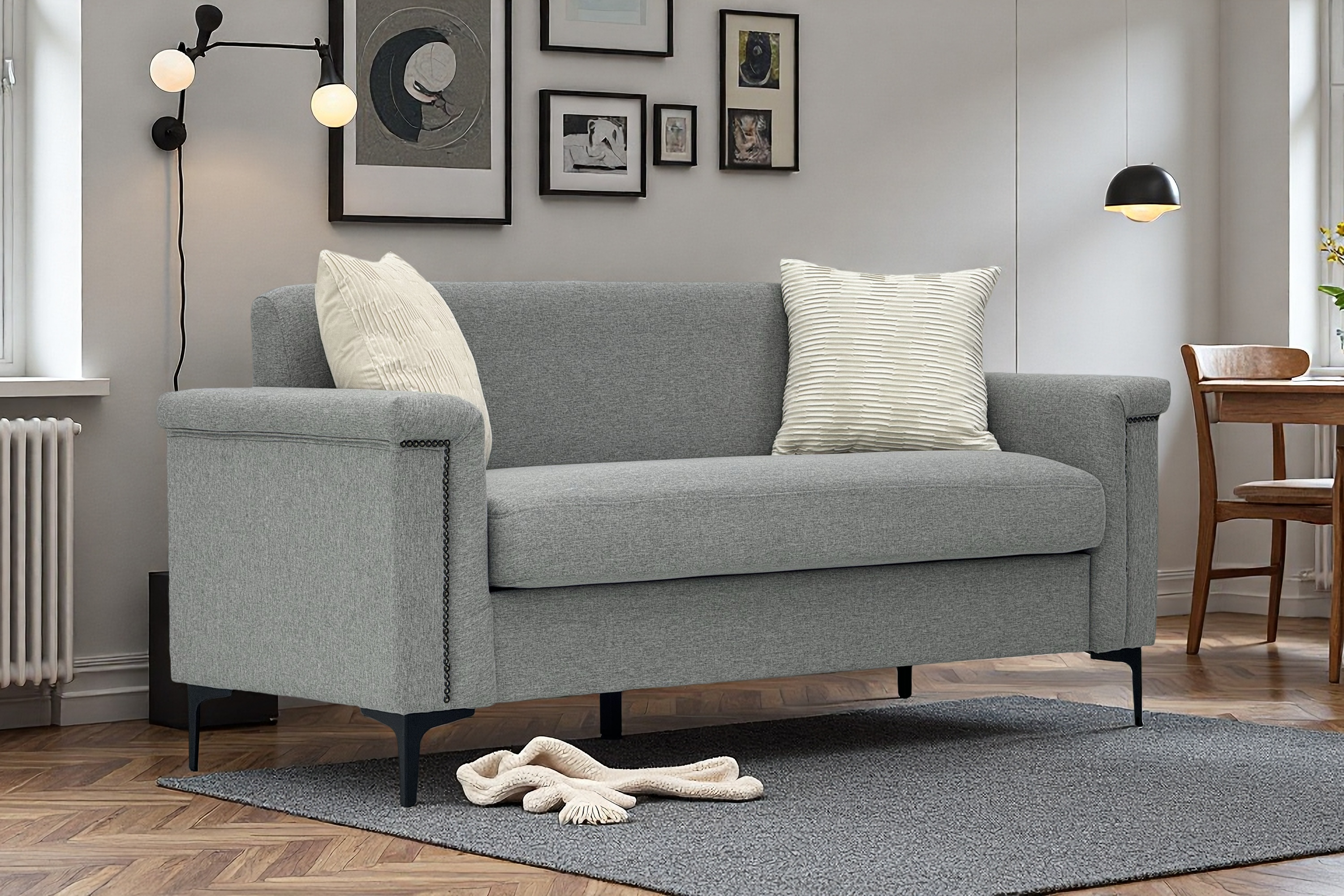 Sofa Scandinavian Elegant Solid Wood Frame - Linen Fabric