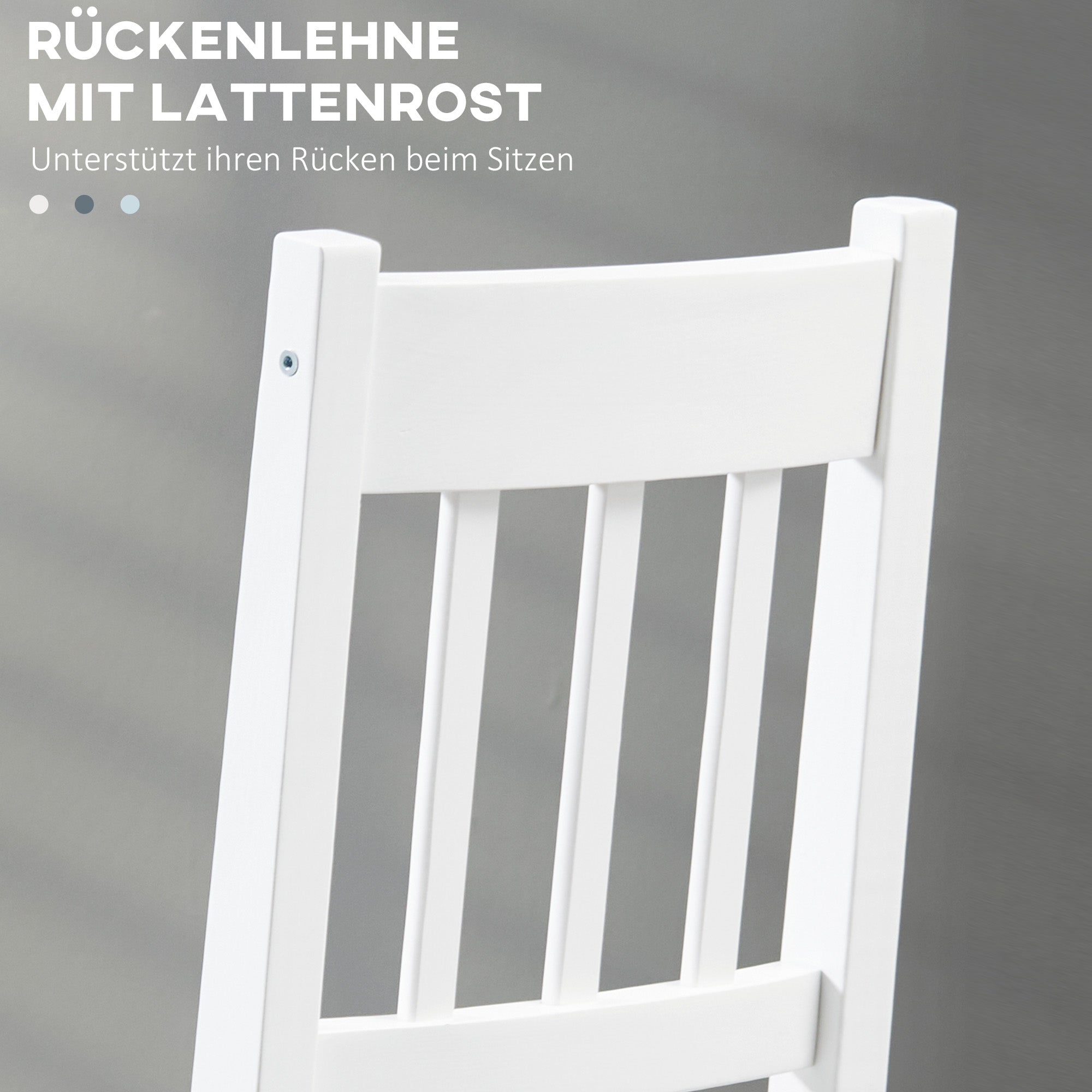 Dining Chair Set of 2, Kitchen Chairs with Backrest, Pinewood, Grey
