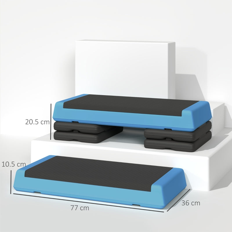 Adjustable Fitness Stepper, Non-Slip Workout Surface, Light Blue