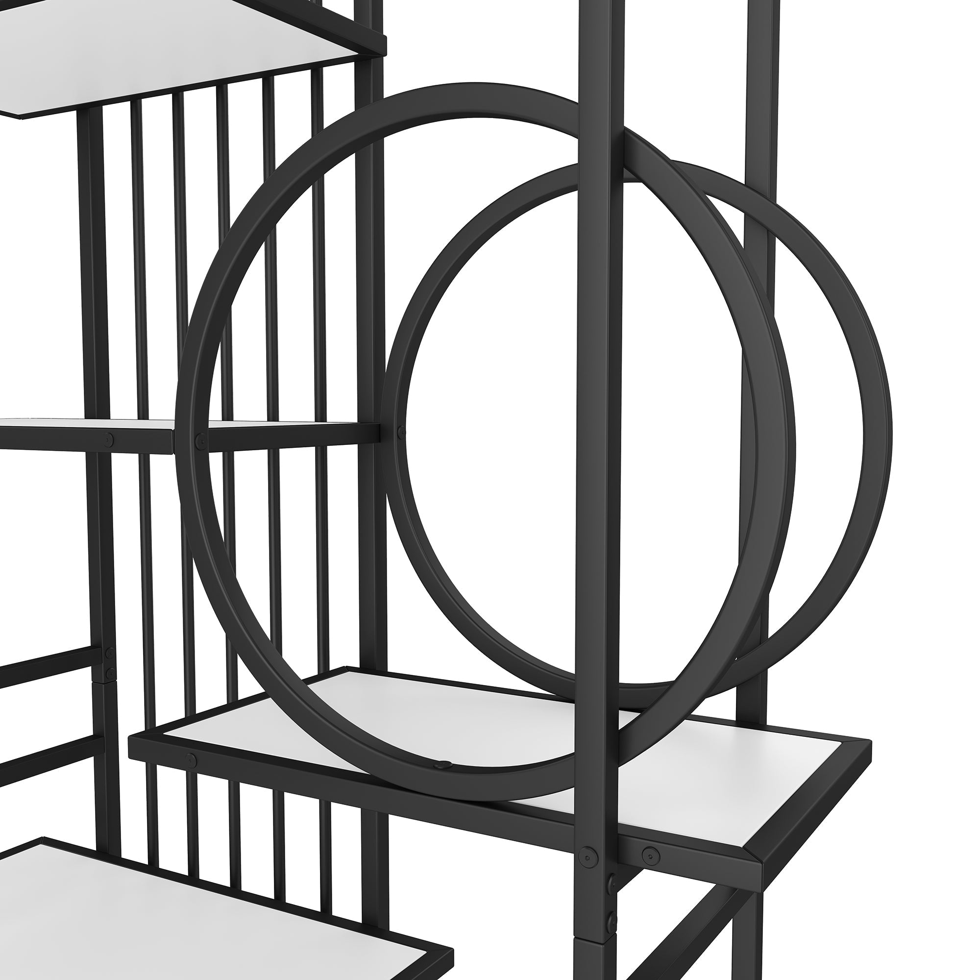 Metal Shelf 100x30x180cm Multi-Tier Modern Style - White/Black
