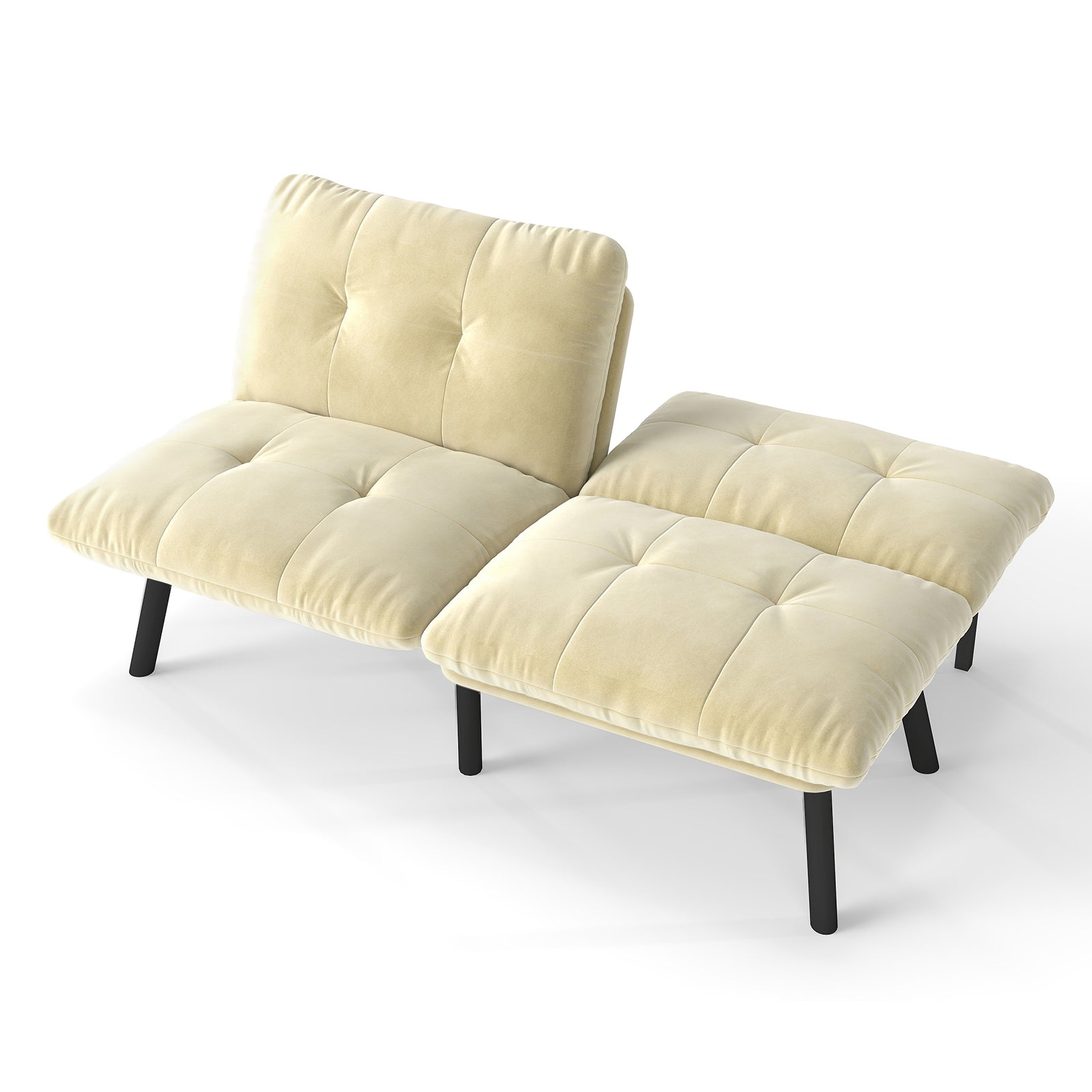 Sofa Bed 2-Seater Foldable Futon - Cream