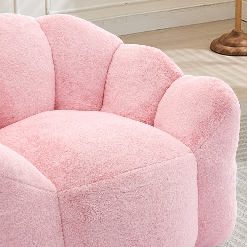 Lotus-shaped Compact Sofa, Adult Seat with Short-pile Pull Handle, Rose